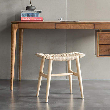 Natural Rattan Ash Wood Stool Ottoman Stool-Furniture,Living Room Furniture,Ottomans & Benches